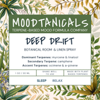 Moodtanicals Deep Drift Botanical Room & Linen Spray Label